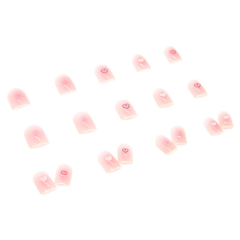 Wearing Nail Powder Transparent Love White Edge White Short Nail Art Finished Removable Wearable Nail Sticker Fake Nail