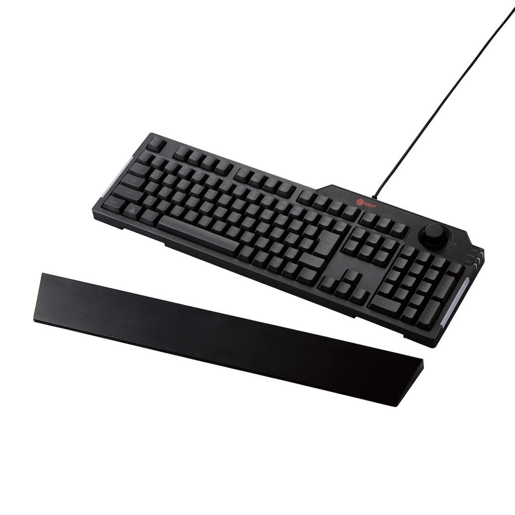ELECOM Gaming Keyboard Wired with Removable Wrist Rest Volume Dial Membrane Full Key Black TK-G02UMBK