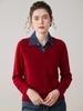Women's V-Neck Loose Knit Cashmere Sweater - Autumn/Winter Style, Thick Long Sleeve, Slimming and Fashionable