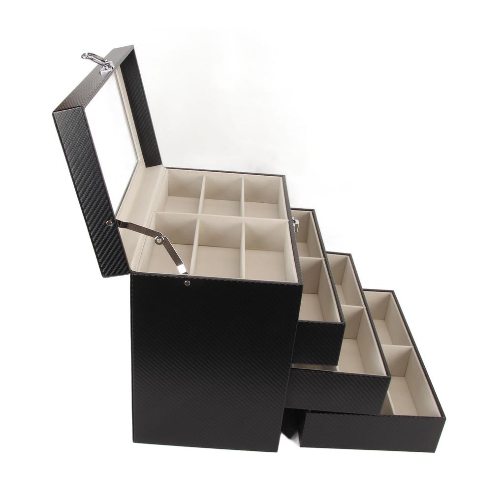 4 Layer Drawer Sunglasses Display Case 24 Slots PU Leather Eyeglass Collection Storage Display Box
