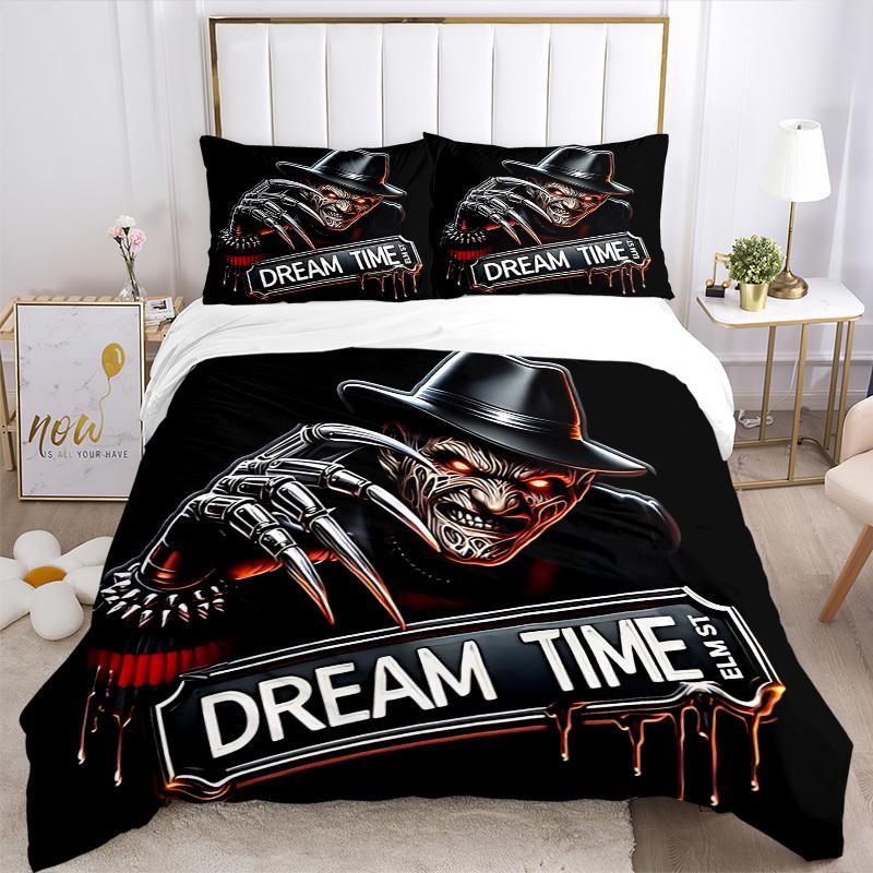 3pcs A Nightmare on Elm Street Bedding Set, Soft Polyester Duvet Cover and Pillowcases Machine Washable Seasons all suitable 68
