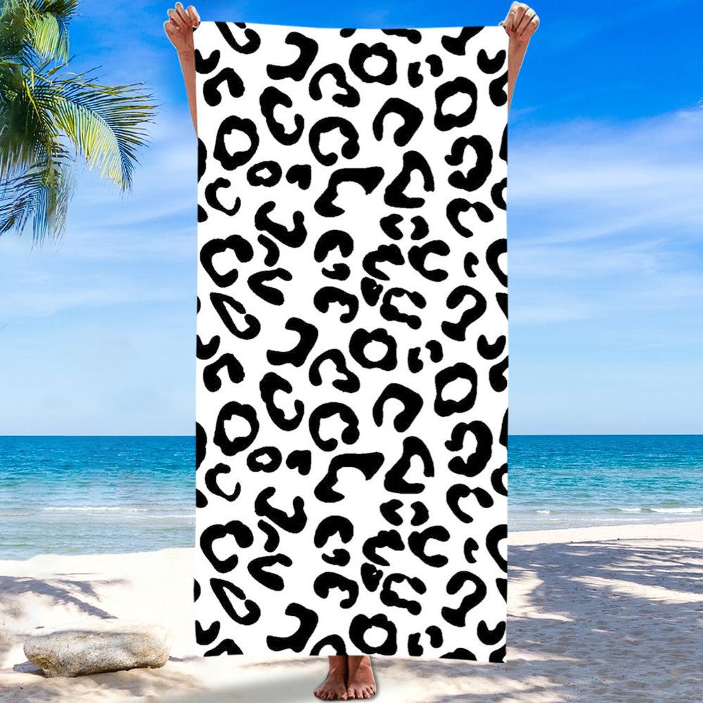 Charming Leopard Print Microfiber Beach Towel Summer Sun Protection Shawl Large Absorbent Bath Towel for Outdoor Swimming