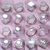 1Pcs Open Adjustable Stainless Steel Heart Sun Leaf Rings Diy Cabochons Silver/Gold Ring For Women Men Handmade Supplies
