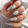 24Pcs Pink Matte French Leopard Square Coffin Press On Nails Artificial Acrylic Fake Nails For Women