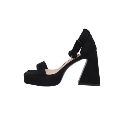 Женские сандалии из натуральной кожи с ремешком на щиколотке, круглым носком, толстыми каблуками, сандалии с пряжкой, женская обувь, летняя бежевая