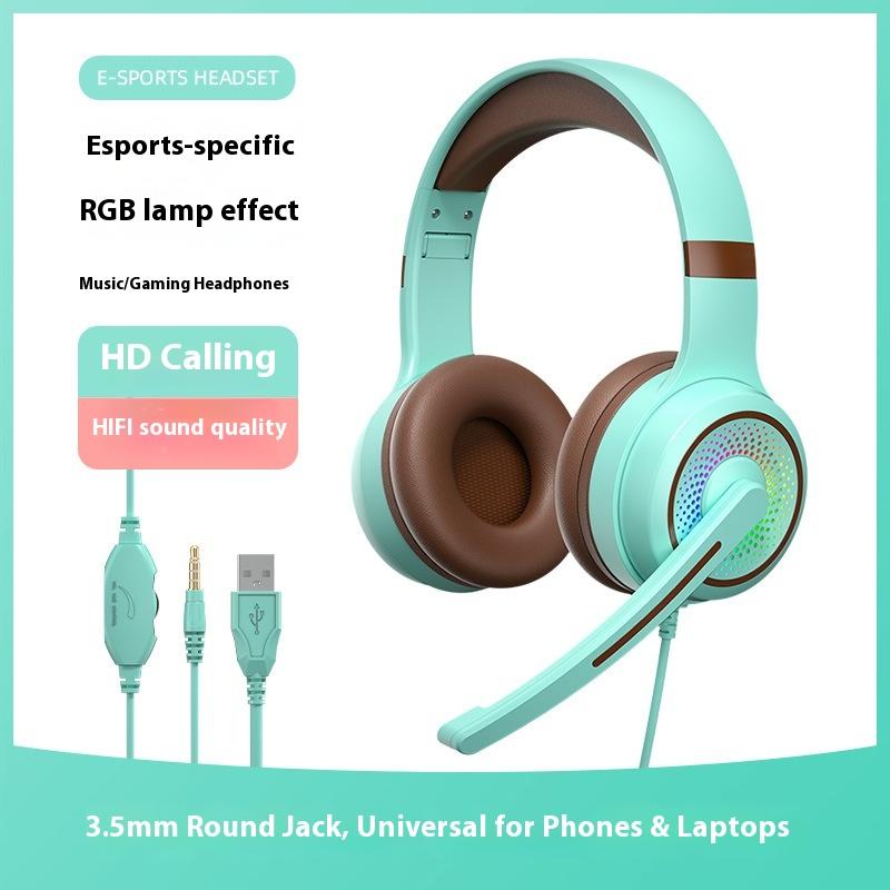 Наголовная киберспортивная игровая USB-проводная гарнитура с RGB-магическим световым эффектом