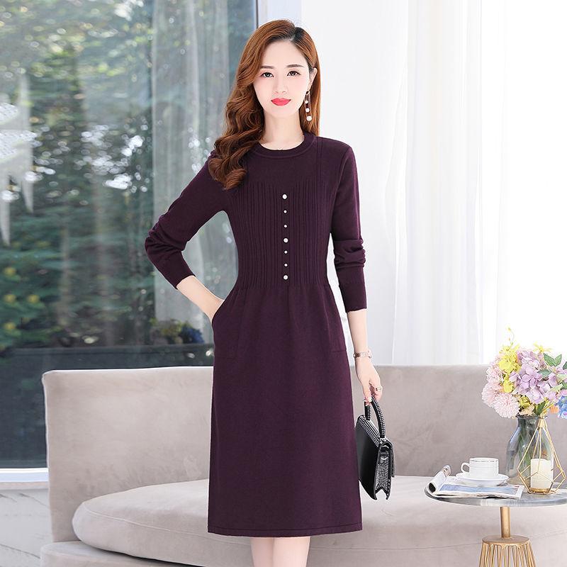 Нижнее платье-пуловер-свитер 2022, новое платье-свитер средней длины со свободным прикрытием живота, высококачественное вязаное платье-пуловер-свитер