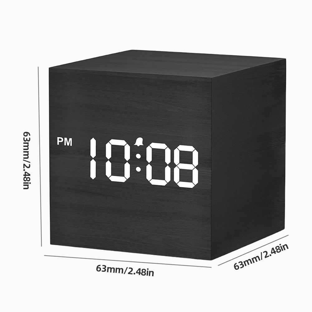 Деревянный цифровой будильник с термометром, светодиодный прикроватный clock, питание от USB/батареек, светодиодный clock, художественное украшение для декора офисного помещения
