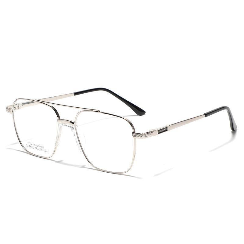 Очки, Двойная оправа из металла, квадратная оправа, мужские, простые, седельные, с плоскими носовыми упорами, женские