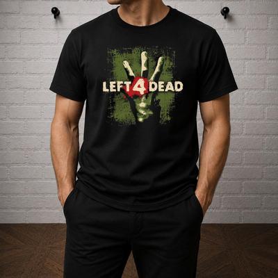 Футболка Left 4 Dead, Футболка по игре про выживание с зомби, Кооперативный хоррор-шутер, Футболка с графикой зараженной руки, Подарок геймеру