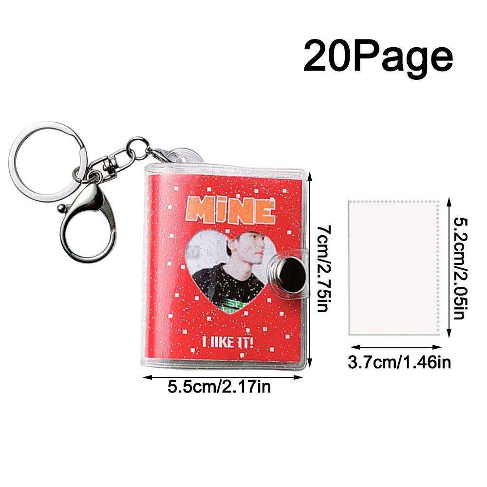 Portable 2 Inch Mini Photo Albums 20 Pockets Love Heart Photos Holder PVC Hollow Name Card Book