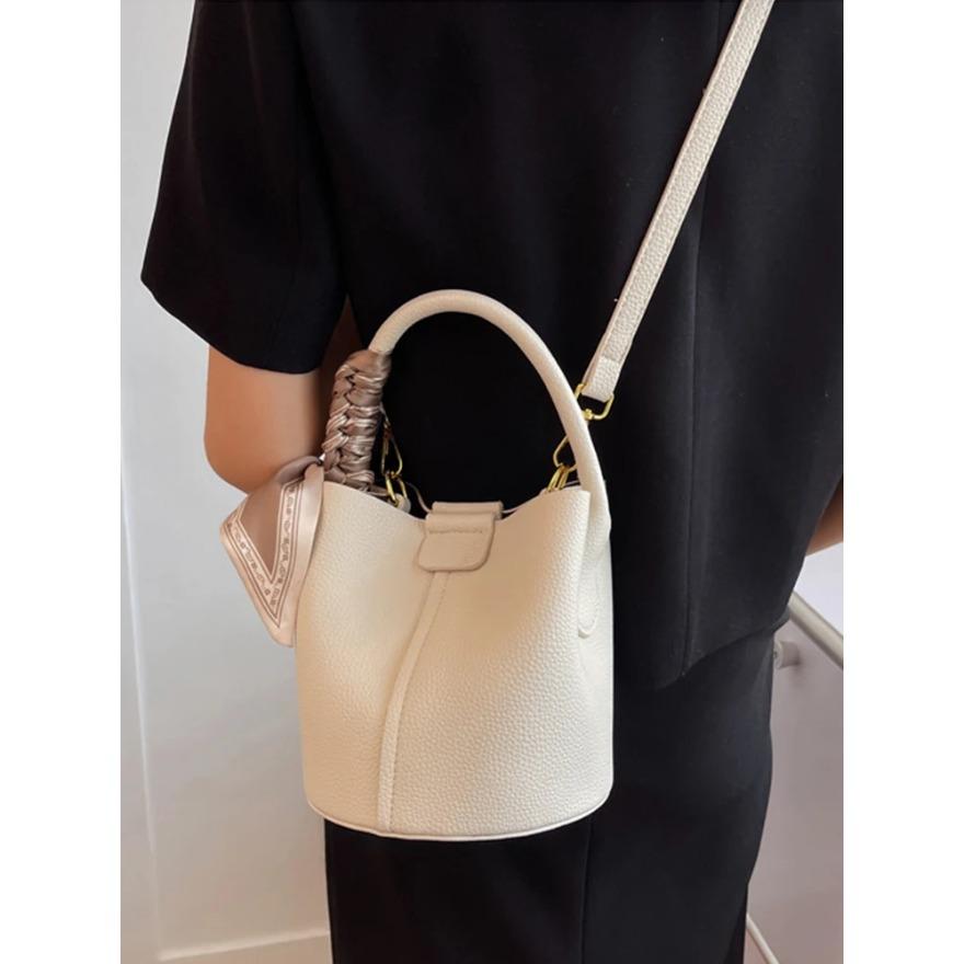 High-Grade Textured Mini Bucket Bags Fashion Soft Leather Hasp Crossbody Bag Lady Daily Commuter Handbags