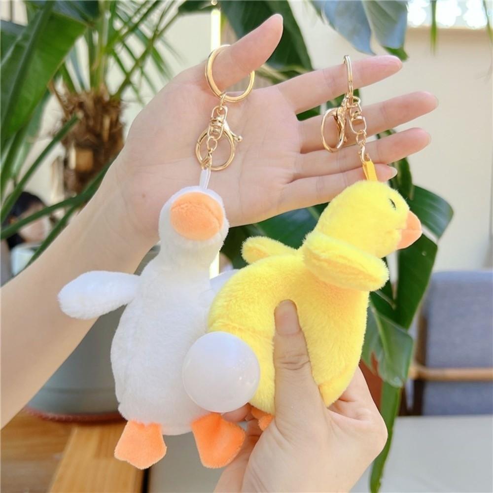 Plush Bag Plush Goose Keychain Pendant Yellow And White Colored Plush Bag Pendant