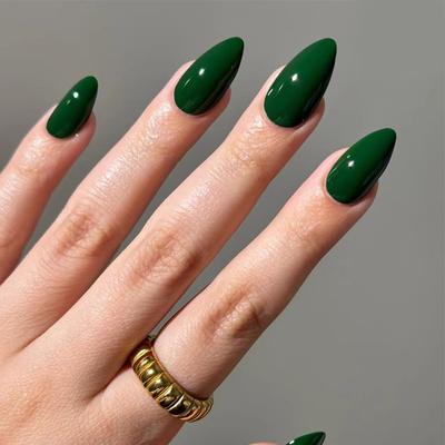 Накладной ноготь темно-зеленого цвета, накладной ноготь, однотонный накладной ноготь миндалевидной формы, съемный ноготь, 30 шт.