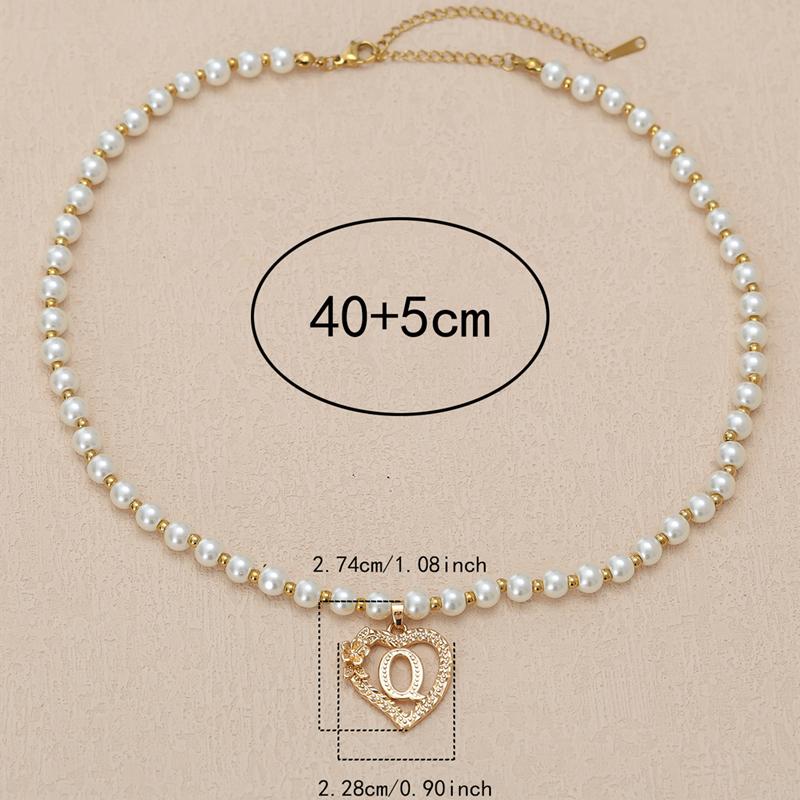 Винтажные цветочные буквы сердечки кулон ожерелья для женщин роскошные искусственные жемчужные цепочки ожерелья корейские ювелирные изделия подарки