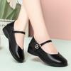 Summer New Shallow Low-heeled, Child Comfortable Women's Single Shoes Soft-soled Flat-soled One-word Buckle Leather Shoes