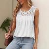 Women's Plus-size Sleeveless Lace Pleated Shirt Summer Shirt Tunic Top