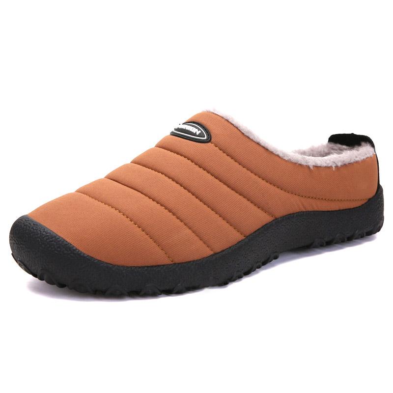Indoor Outdoor Winter Slippers Men Waterproof Velvet Plush Room Slippers Women Fashion Warm Bedroom Slides For Cold Weather