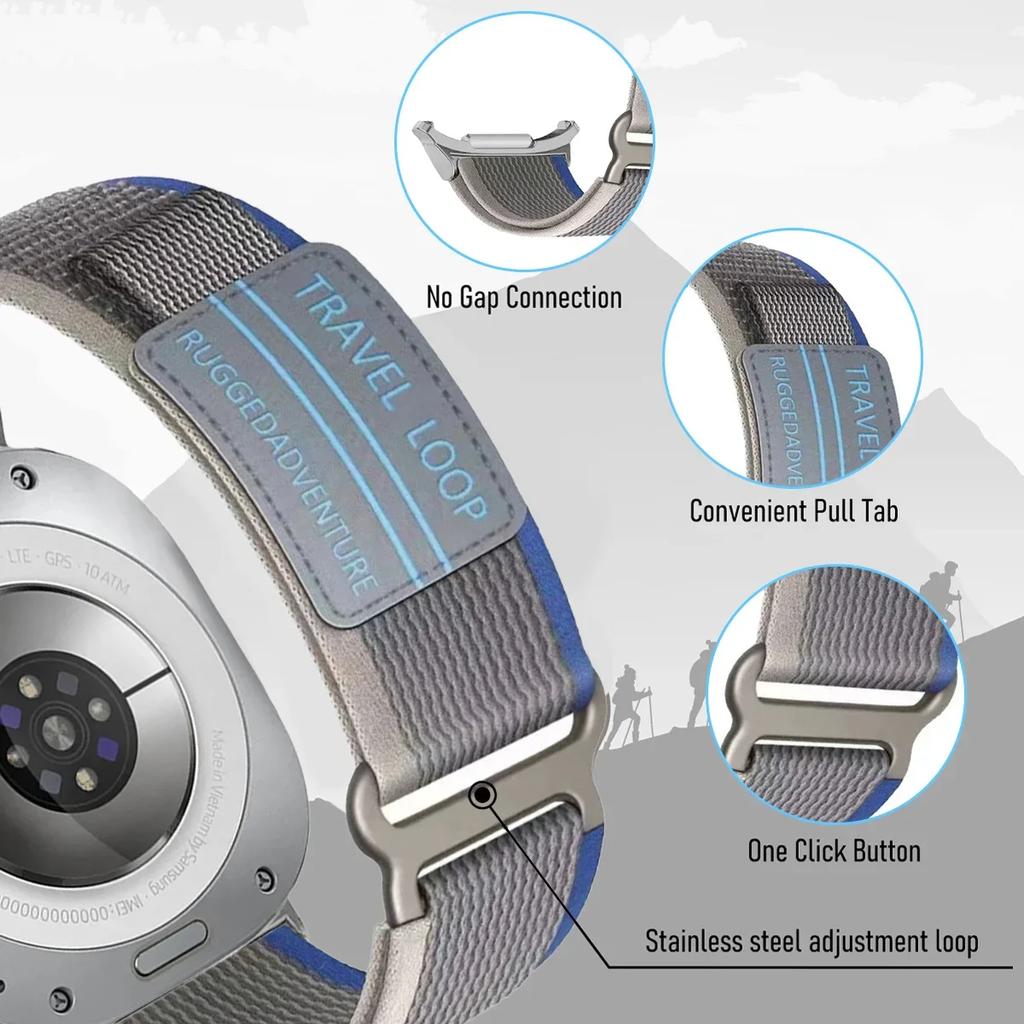 Нейлоновый ремешок-петля для путешествий для Samsung Galaxy Watch 7 Ultra 47 мм, мужской спортивный ремешок для Galaxy 7 47 мм ultra, браслет с закругленным концом без зазоров
