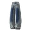 New Autumn Style Gradient Color Heavy Industry Washing Scimitar Jeans Men's American Design Wide-leg Pants