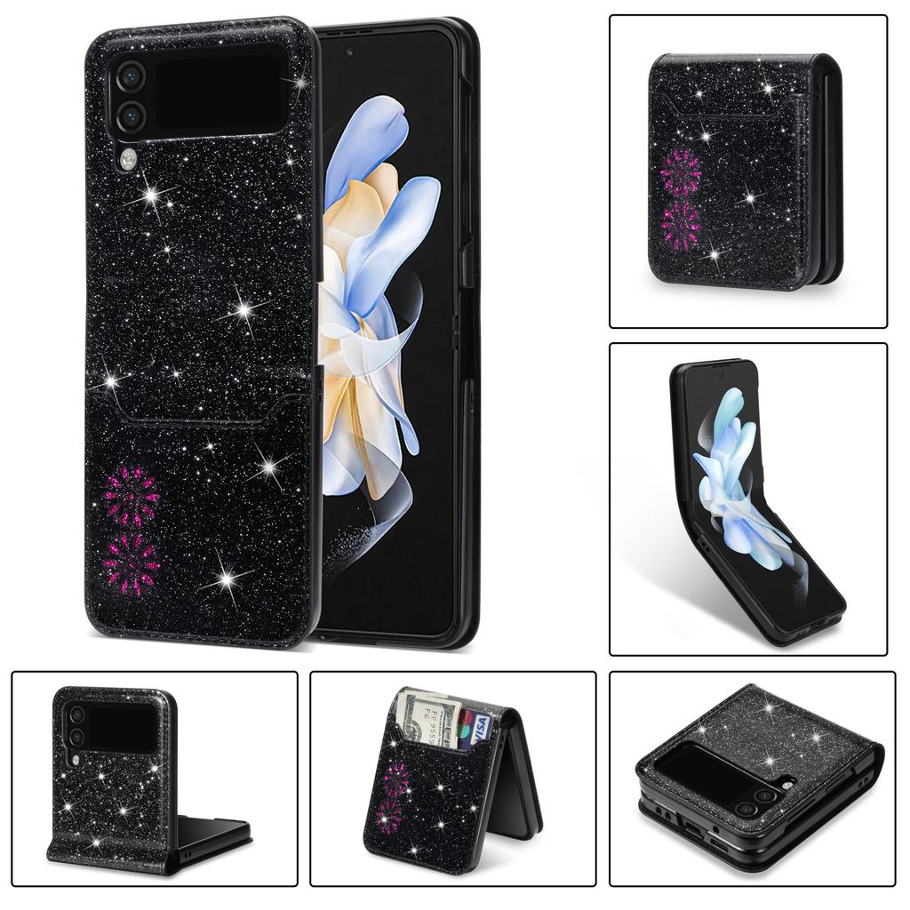 Подходит для чехла мобильного телефона Samsung Z Flip4 Z Flip3 с блестками и картой-звездой, противоударный защитный чехол, 3-е поколение, складной