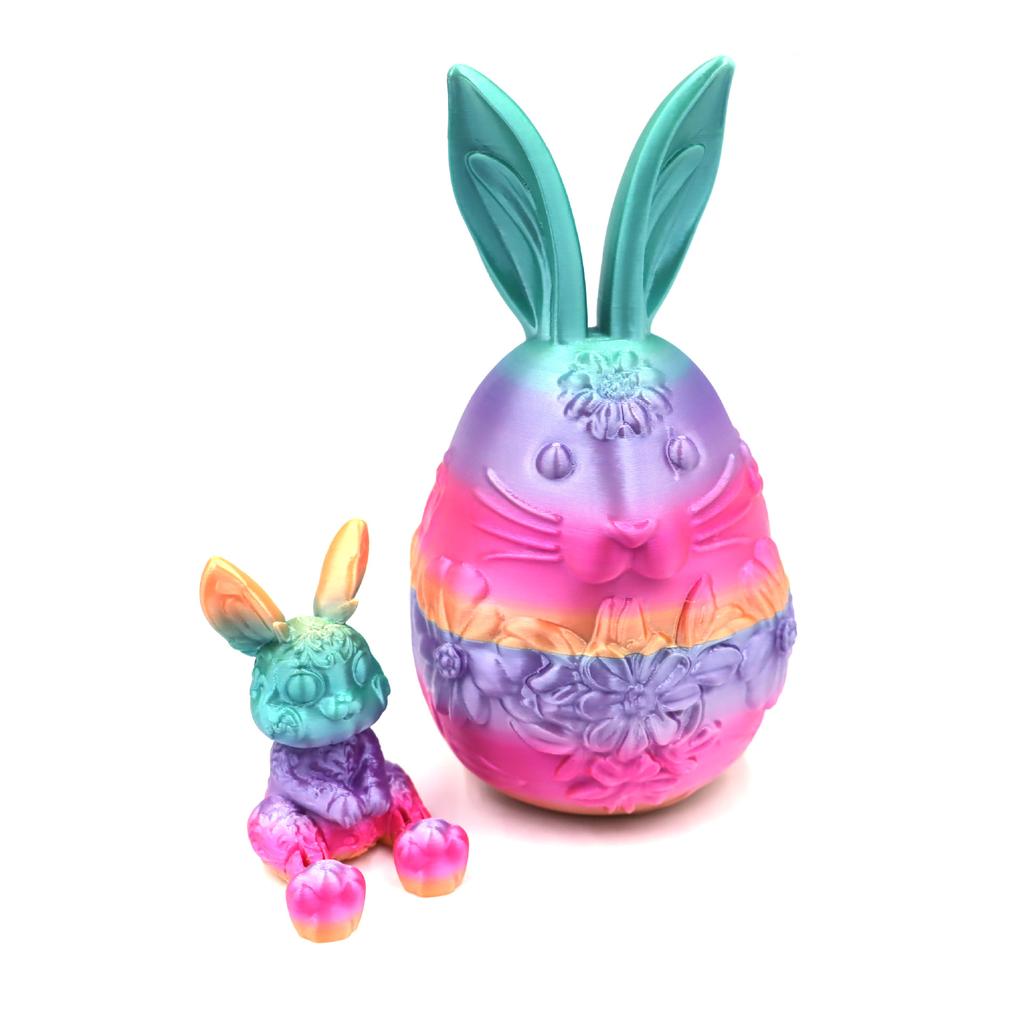 Cute 3D Printed Easter Rabbit Eggs with Mini Surprise Toys for Kids Birthdays Party Favors Gifts Christmas Goodies Filler