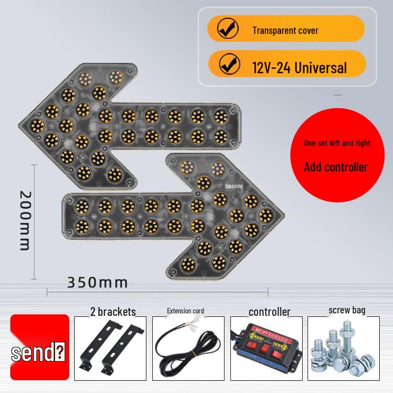 LED Directional Arrow Light 12V/24V for Trucks - Engineering, Construction, Warning, and Strobe Indicator.