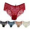 Полые кружевные дышащие трусики, прозрачное сексуальное женское нижнее белье со средней посадкой