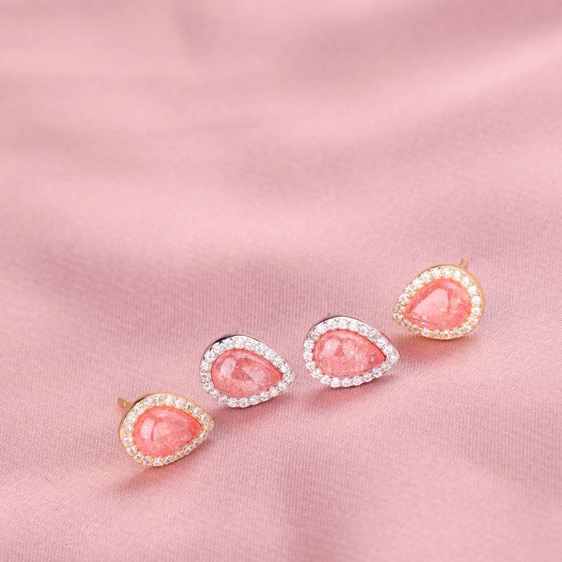 Серьги-капли с кристаллами клубники Легкие роскошные серьги Легкие роскошные серьги Темперамент