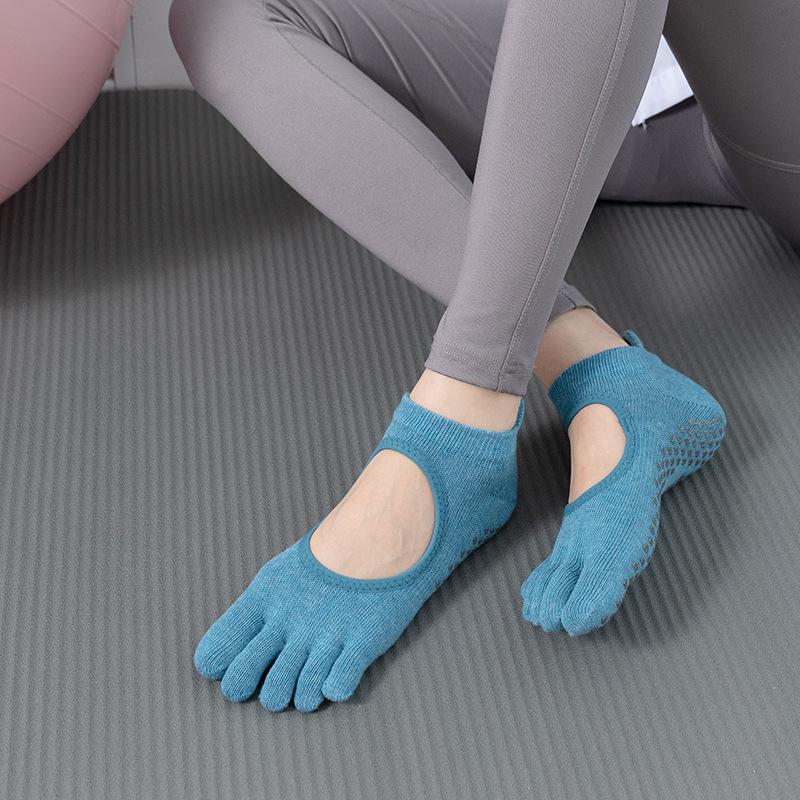 Носки ToeSox с открытой спиной, нескользящие, для йоги и пилатеса, с пятью пальцами — всесезонное качество