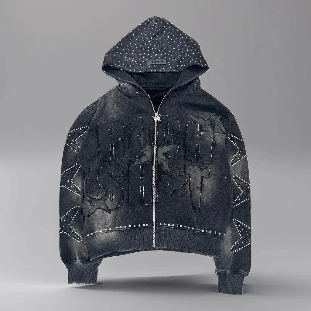 Europe, America 2025 American graffiti printing men's and women's loose casual zipper hooded sweater trendy brand