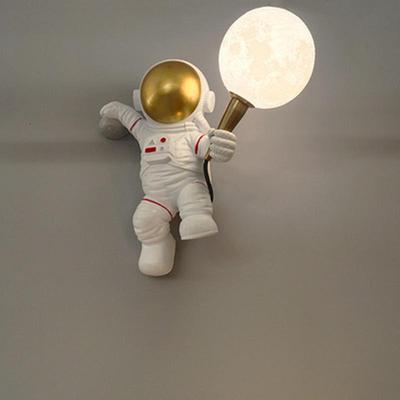 Astronaut Kinkiet 3D Printing Moon Creative Personality Eye Protection Bedroom Night Lamp for Bedroom Living Room Allele (Wiring, No Plug, No Bulb)