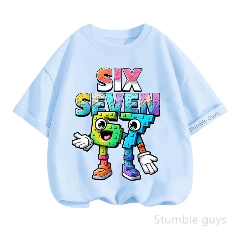 Kids Boys Cartoon Number 67 Graphic TShirt Soft Cotton Crew Neck Tee Casual Summer Wear for Daily Schooldf0010