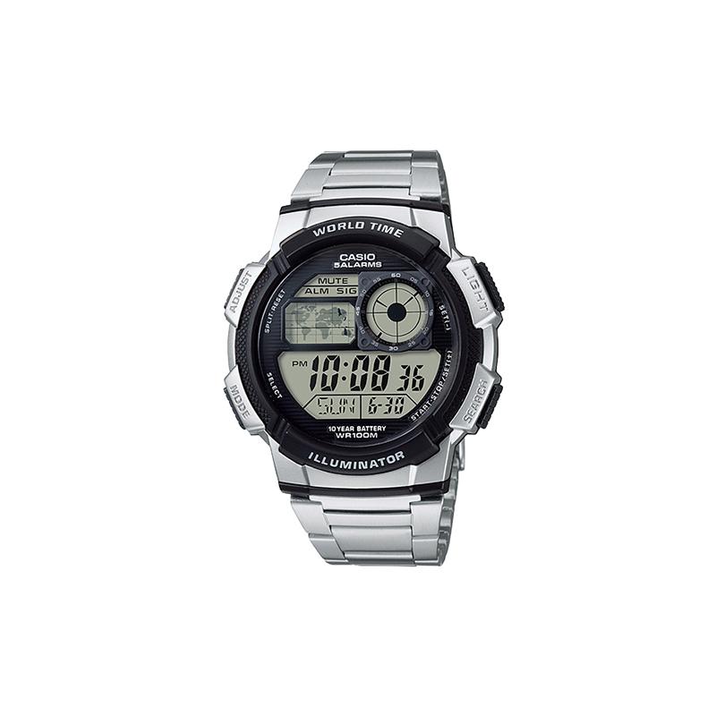Casio Серия YOUTH-Дисковый Цифровой Дисплей Ретро Металлический Наручный 100 м Водонепроницаемый Цифровой Механизм Shi Ying Нержавеющая Сталь Ремешок Японские и AE-1000WD-1A