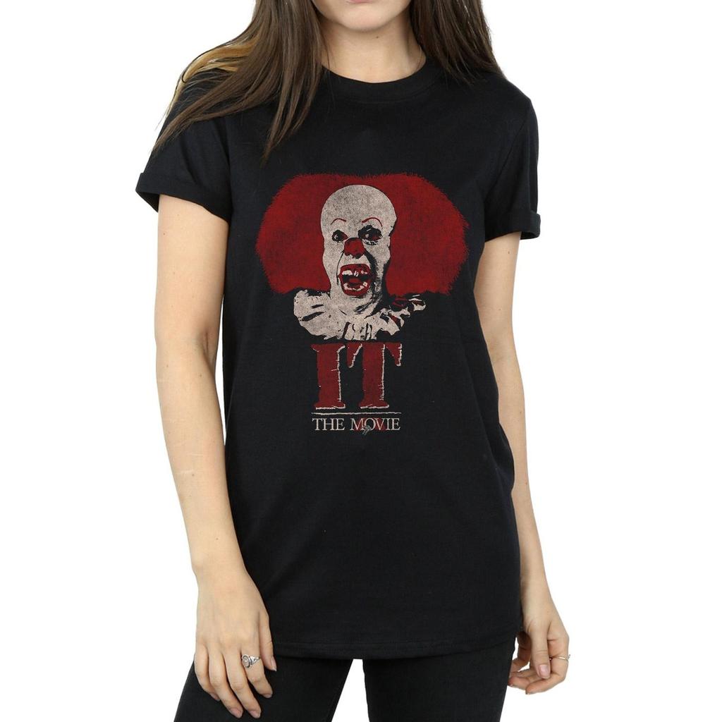 It (1990) Womens/Ladies Pennywise Clown Logo Cotton Boyfriend T-Shirt
