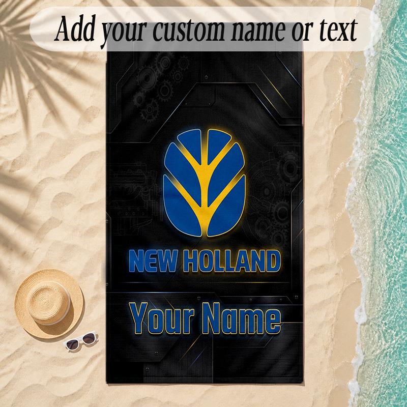 Beach TowelNew Holland Custom Name Text Personalized Soft Towel for Beach Pool Indoor Home Decor Gift