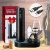 Electric Wine Opener Set With Charging Base Automatic Corkscrew Rechargeable Wine Bottle Opener With Foil Cutter For Kitchen Bar