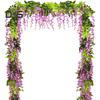 200CM Artificial Wisteria Flower Garland Realistic Home Wedding Garden Indoor Outdoor Wall Hanging Faux Climbing Floral Greenery Drooping Ivy