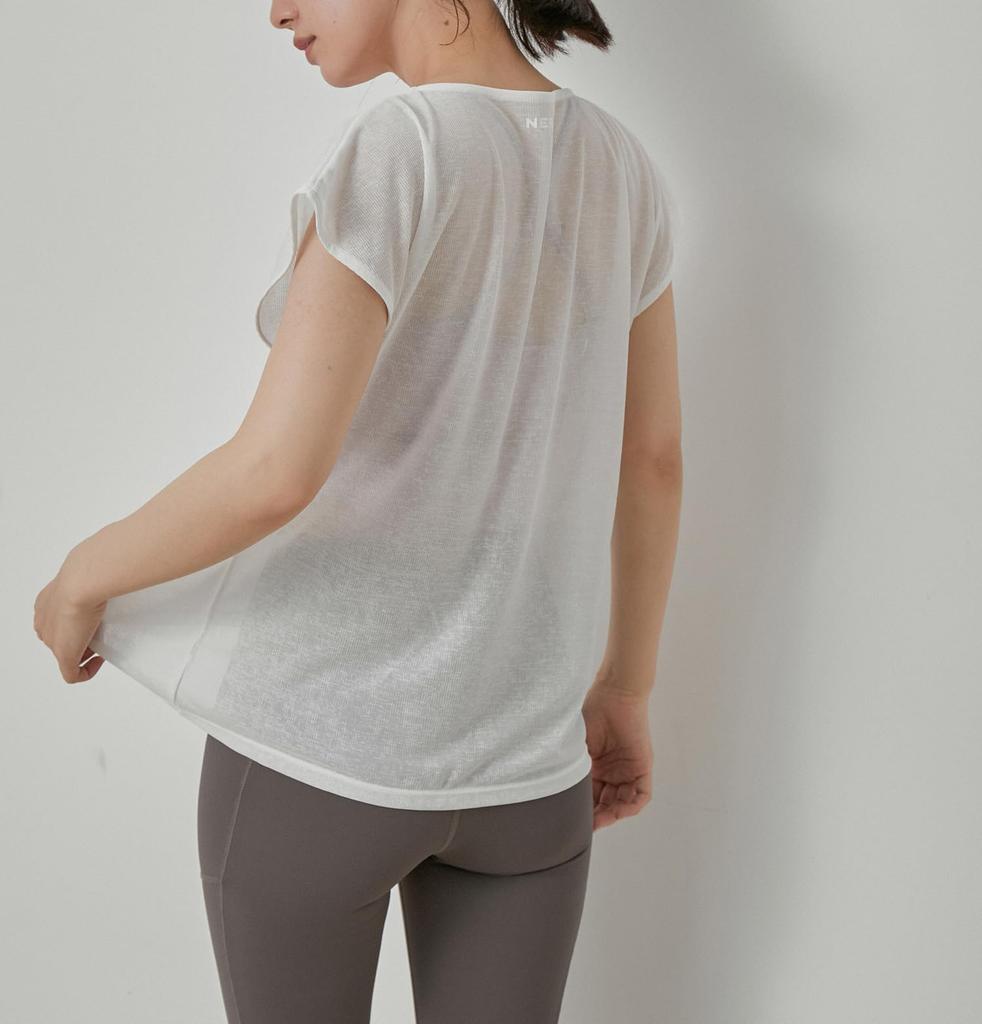 Nergy Bra Top Dry Sheer Layered Bra White Main T-shirt & [Amphibious & Touch] Set T-shirt & Top, Women's, (10)