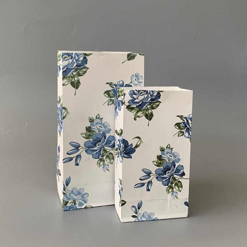 Small Floral Polka Dot Candy & Gift Paper Bag (Handle-Free, Flat Pocket for Cosmetics & Wedding Favors)