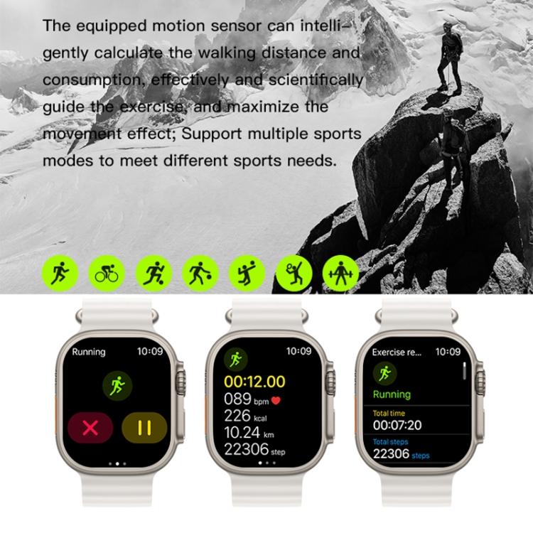T800 Ultra 1,99 дюйма Умные часы с океаническим силиконовым ремешком Поддержка ЧСС / ЭКГ