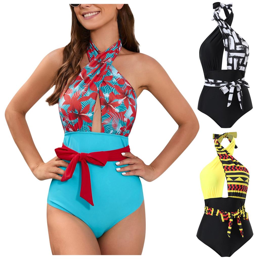 Женский цельный сексуальный купальник-бикини с подтяжками и открытой спиной, накладкой на грудь, без стальных скобок