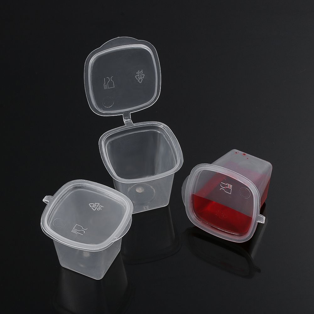 25Pcs 25/45ML Disposable Plastic Takeaway Sauce Cup Containers Food Box With Hinged Lids Small Pigment Palette Case