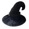 Velvet Witch Hat with Mysterious Button Design Wide Brim Solid