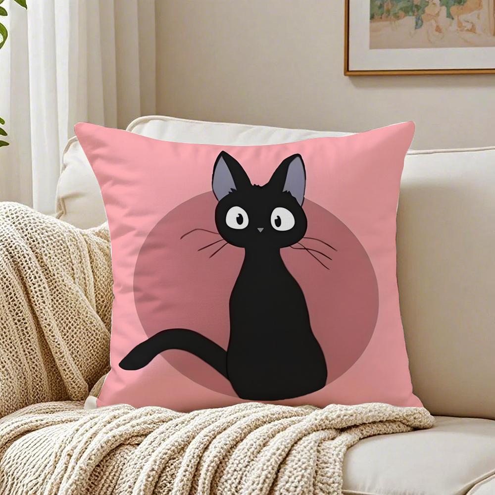 Cartoon Cat Surprise Accompanying Print Cushion Cover Linen Pillowcase Soft  for Sofa Bed Home Room Decor