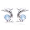 [N6256] - Turquoise (rhodium-plated) 'Tendres Dauphins' Silver Earrings - 8x7 Mm