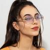 Retro Women Y2k Rimless Polygon Sunglasses Fashion Shades Square Cutting Lens Ladies Octagon Frameless Eyeglasses
