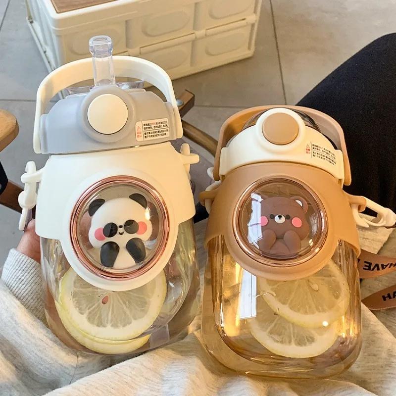 Kids Water Bottles with Straw for Girls 820ml Large Capacity Cute Children's Kawaii Cartoon Bottle for Student School Travel