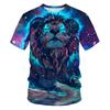 Summer Men's T-shirt 3D Print Tees Tiger Lion Loose Round Neck Short Sleeve Tops Men Clothing
