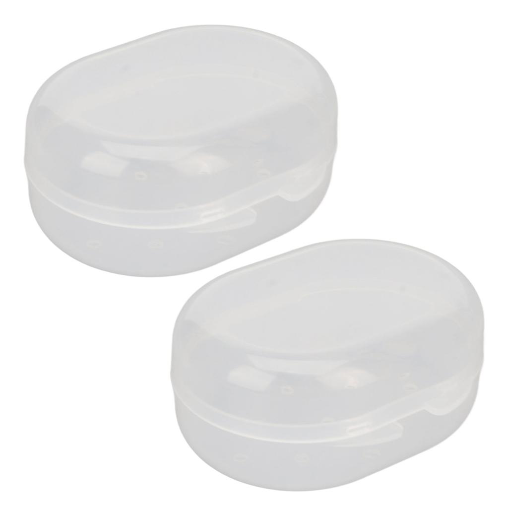 2pcs Swimming Earplug Storage Box Buckle Closure Breathable Holes Earplugs Carry Case Transparent